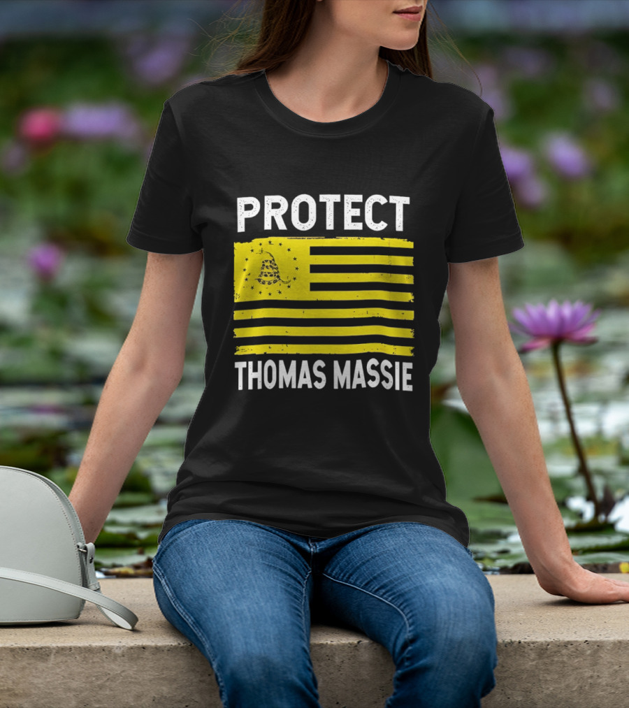 Protect Thomas Massie Gadsden Flag Yellow T-Shirt