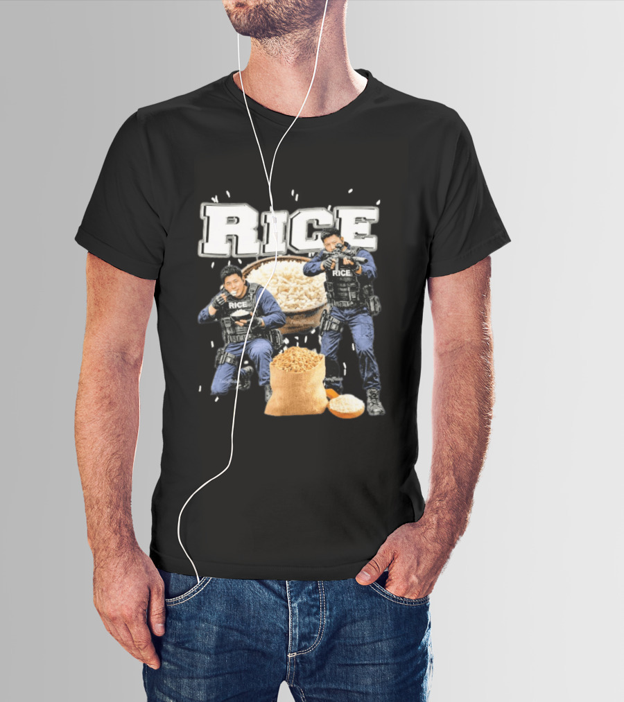 Rice Police Action Squad With Officers And Rice Bags T-Shirt