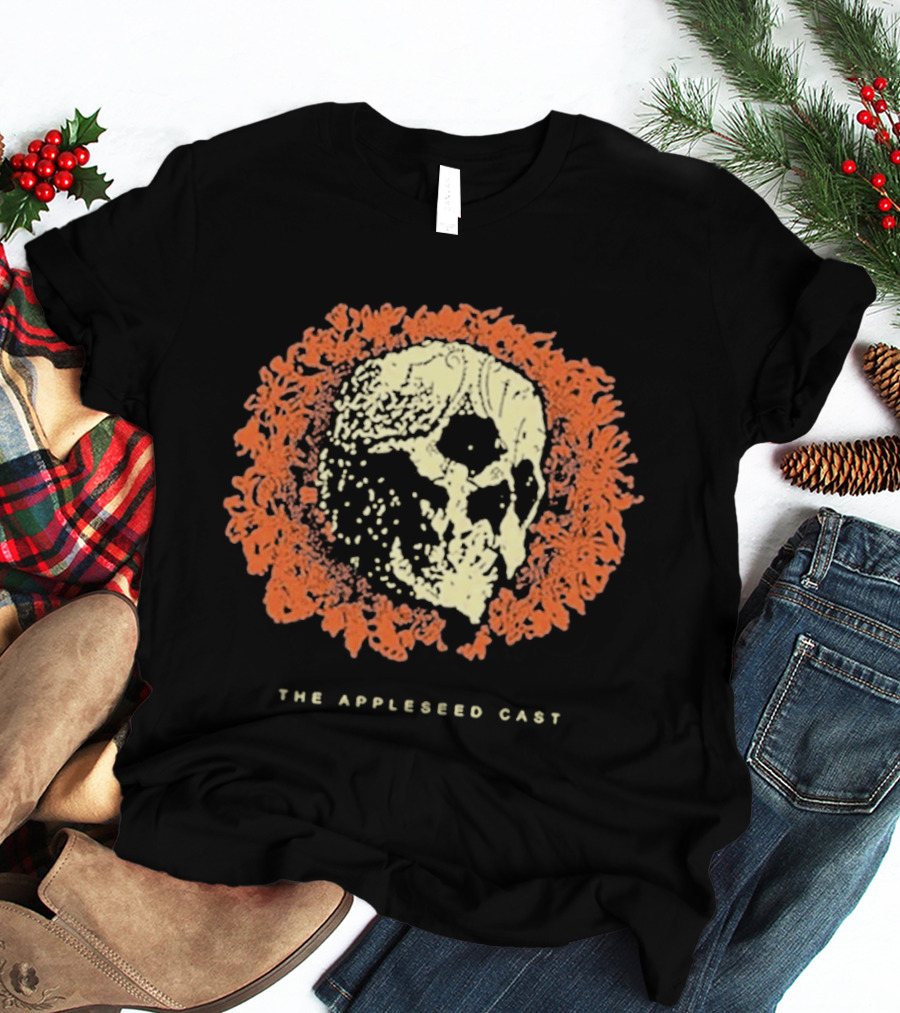 The Appleseed Cast Skull Surrounded By Vibrant Orange Flowers T-Shirt