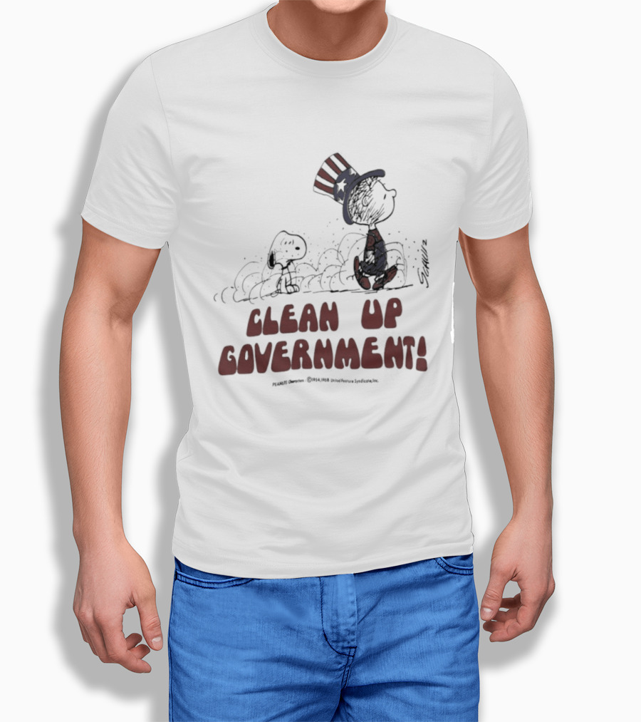 Snoopy And Charlie Brown Clean Up Government Patriotic T-Shirt