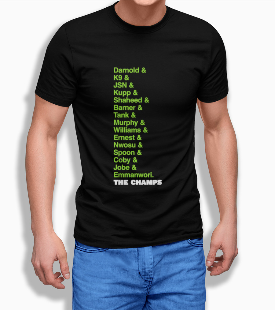 Bamold PG JSN Hugz Seattle Seahawks Champs List Bennet Murphy Williams Emanwori Football T-Shirt