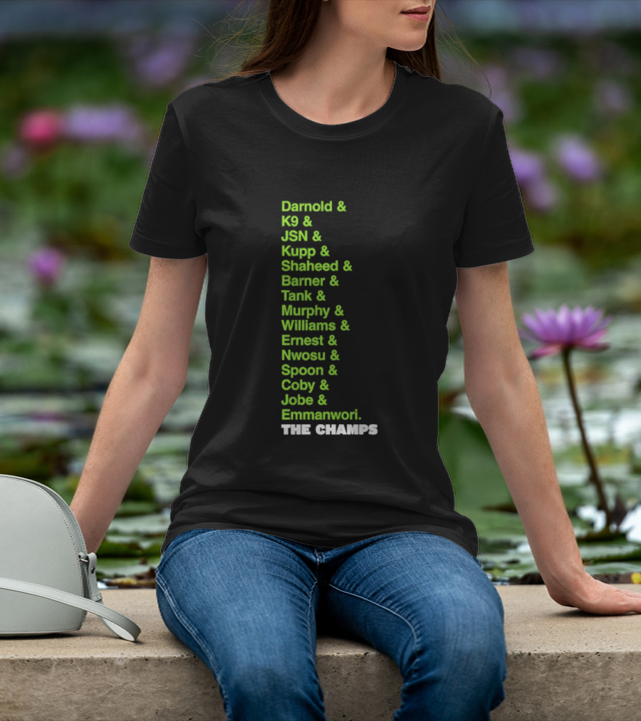 Bamold PG JSN Hugz Seattle Seahawks Champs List Bennet Murphy Williams Emanwori Football T-Shirt