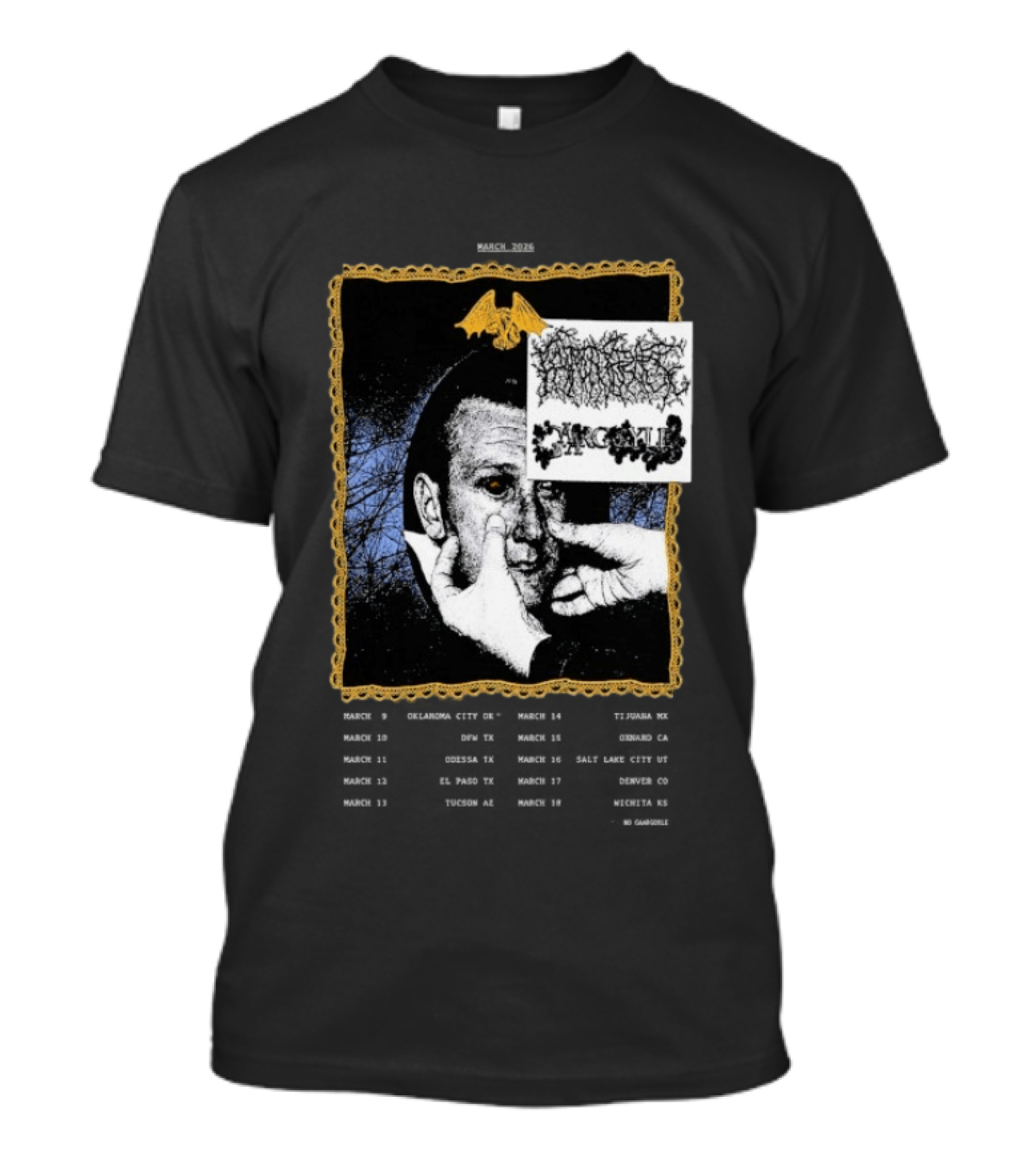 Primitive Rage Tour March 2026 Cold World Sacred Cowboys Woodchuck Hattiesburg Mississippi T-Shirt