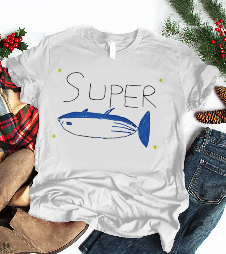 BTS Jin Super Tuna Drawing Blue Fish T-Shirt