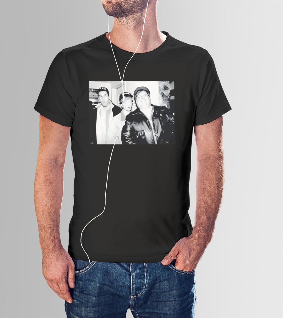Adam Sandler Chris Farley David Spade NYPD Chicago Black And White Photo T-Shirt