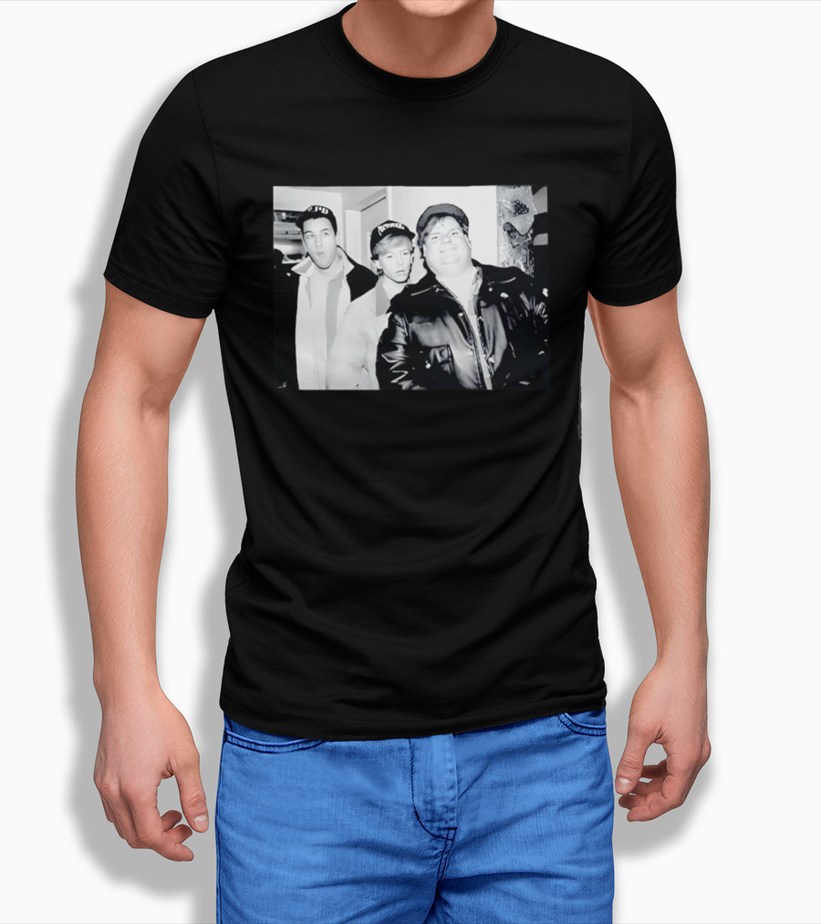 Adam Sandler Chris Farley David Spade NYPD Chicago Black And White Photo T-Shirt