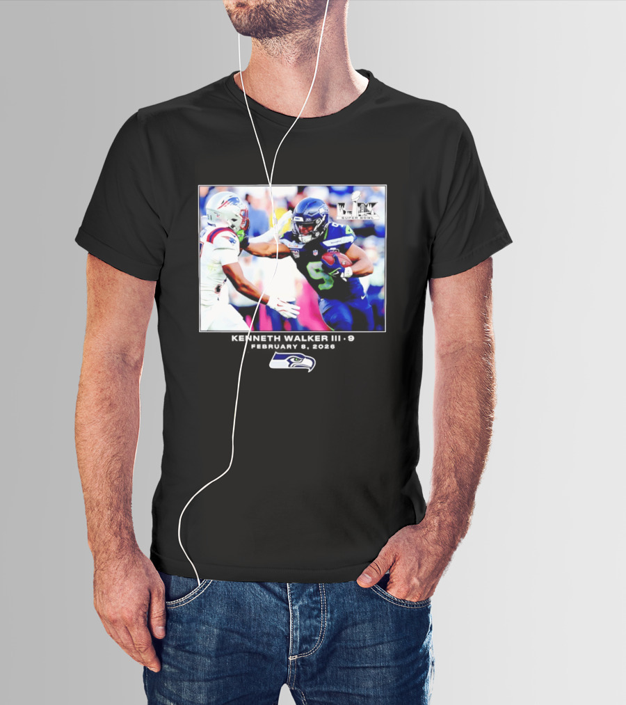 Kenneth Walker III Seattle Seahawks Super Bowl LIX Football 2026 T-Shirt