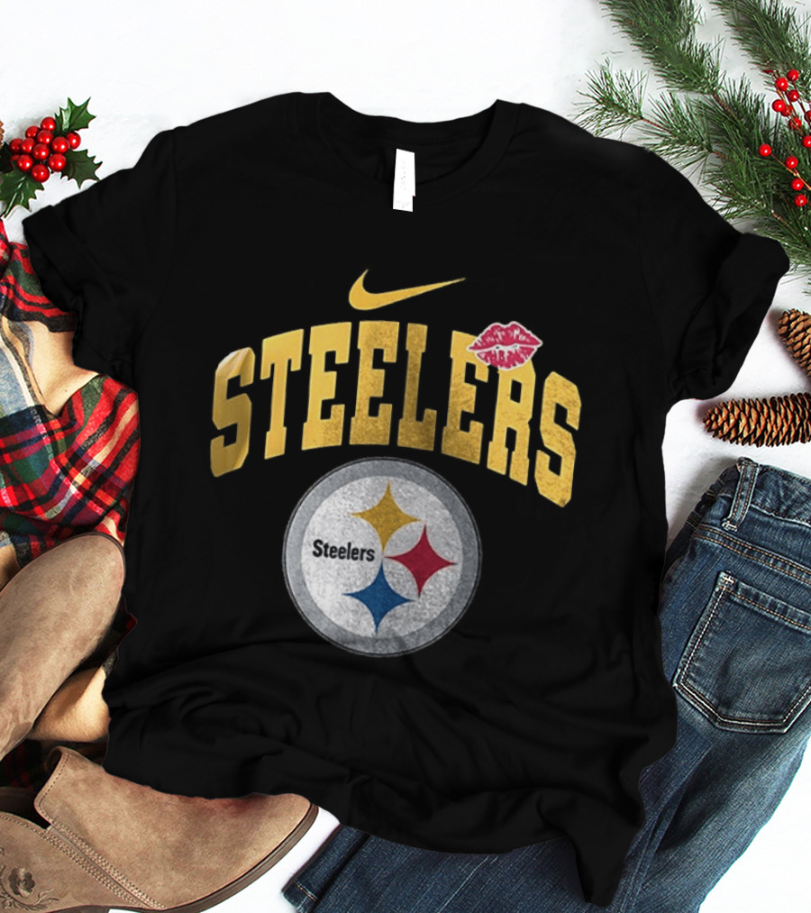 Pittsburgh Steelers Nike Makeup Artist Logo With Lip Print T-Shirt