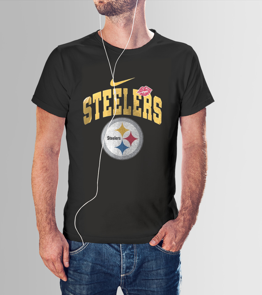 Pittsburgh Steelers Nike Makeup Artist Logo With Lip Print T-Shirt
