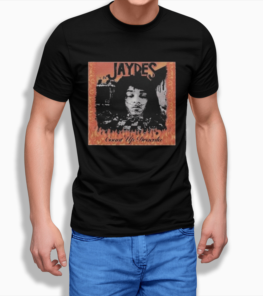 Jaydes Count Up Dracula Vintage Gothic Flames Checkerboard T-Shirt