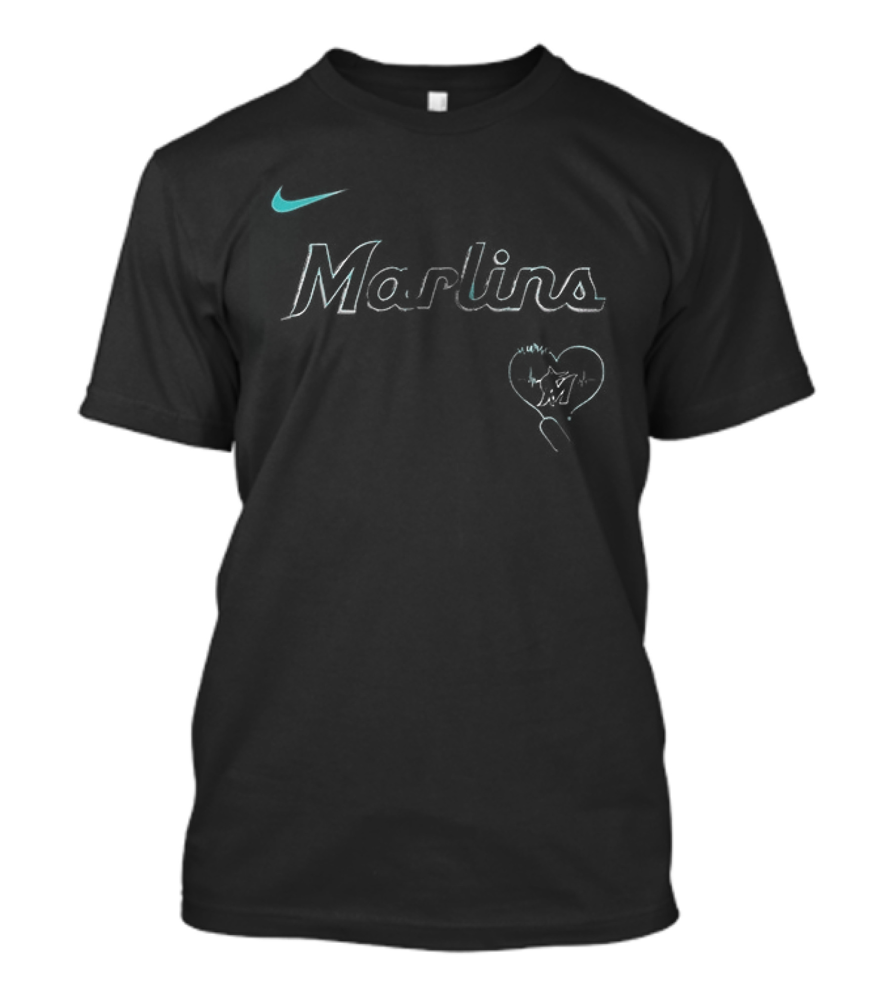 Miami Marlins Never Underestimate A Nurse Heartbeat T-Shirt