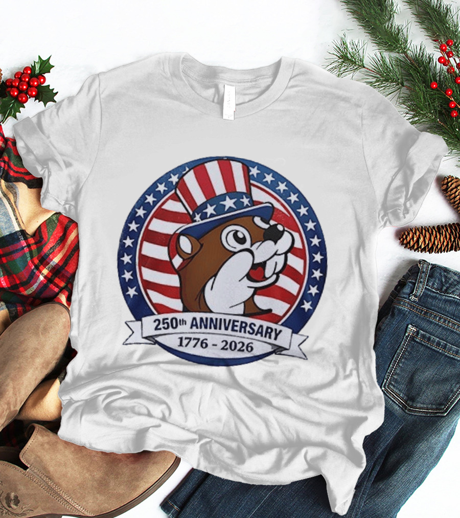 Buc Ee's 250th Anniversary 1776 2026 Patriotic Beavers With Stars And Stripes Hat T-Shirt