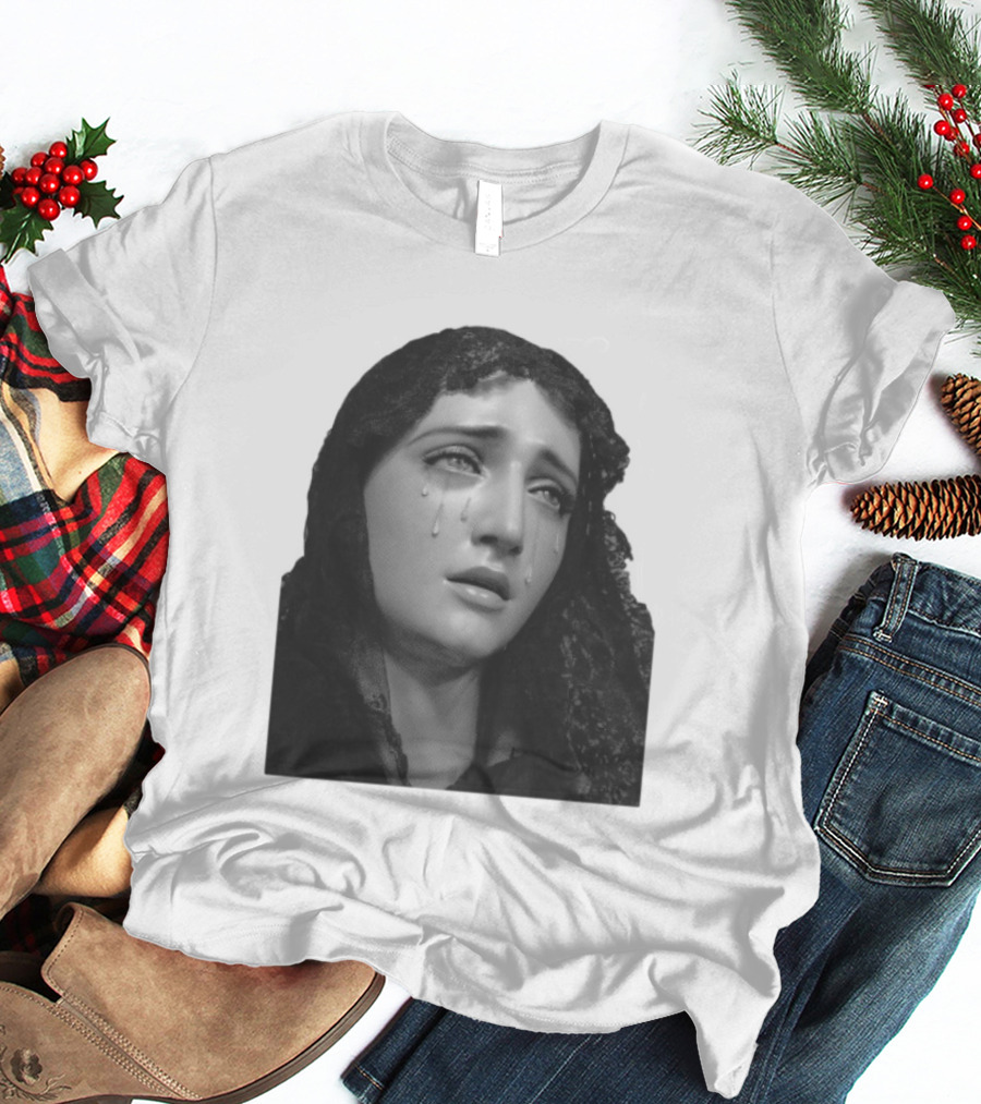 Null Society Virgin Mary Crying Statue Iconic Religious T-Shirt