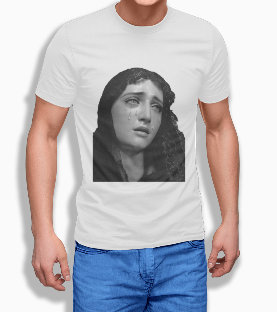 Null Society Virgin Mary Crying Statue Iconic Religious T-Shirt
