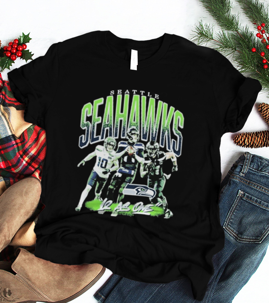 Seattle Seahawks 12 As One Nike Black Loose Crewneck T-Shirt