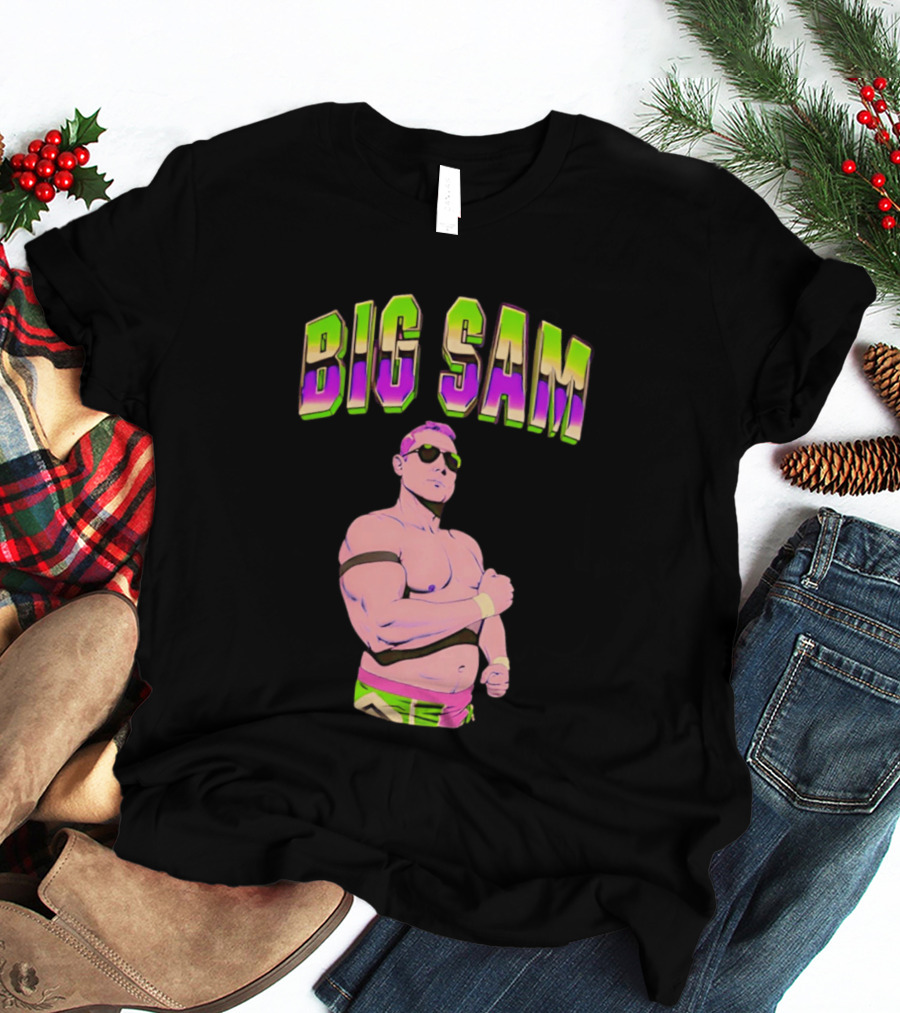 Big Sam Neon Aviators And Attitude Wrestling T-Shirt