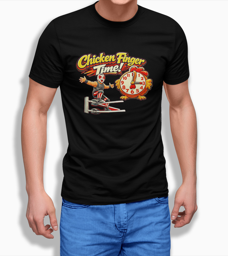 Chicken Finger Time Luchador Cartoon With Chicken T-Shirt