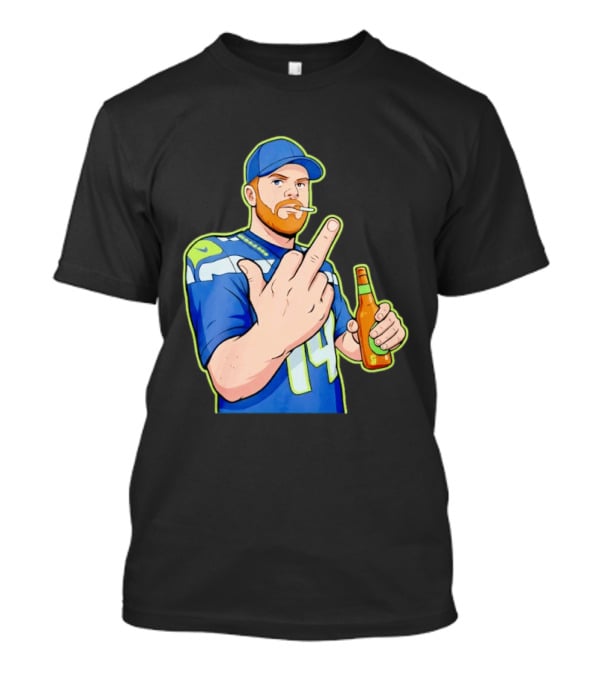 Ernest Jones Sam Darnold Middle Finger Seahawks Fan Gesture Cartoon T-Shirt