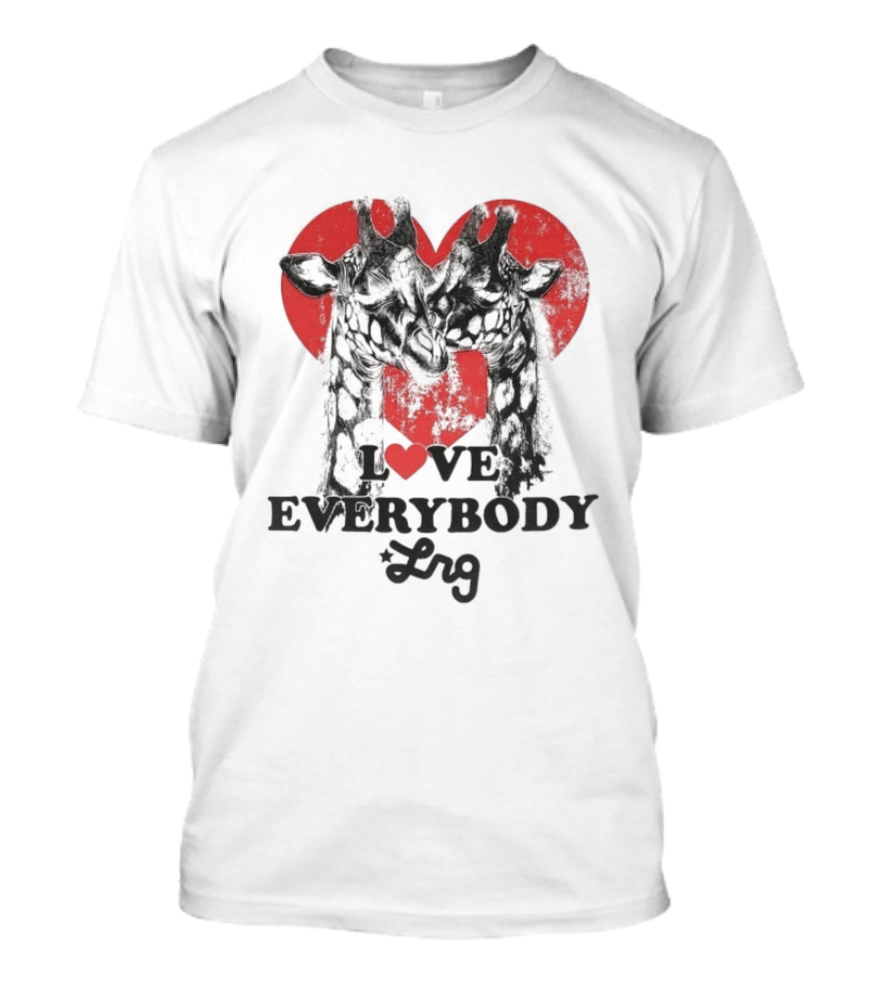 L R G Love Everybody Red Heart Giraffes T-Shirt