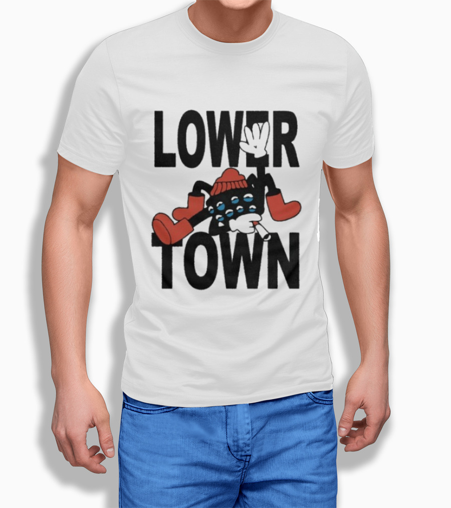 Lowertown Smokey Spider Cartoon Character With Boots And Beanie T-Shirt
