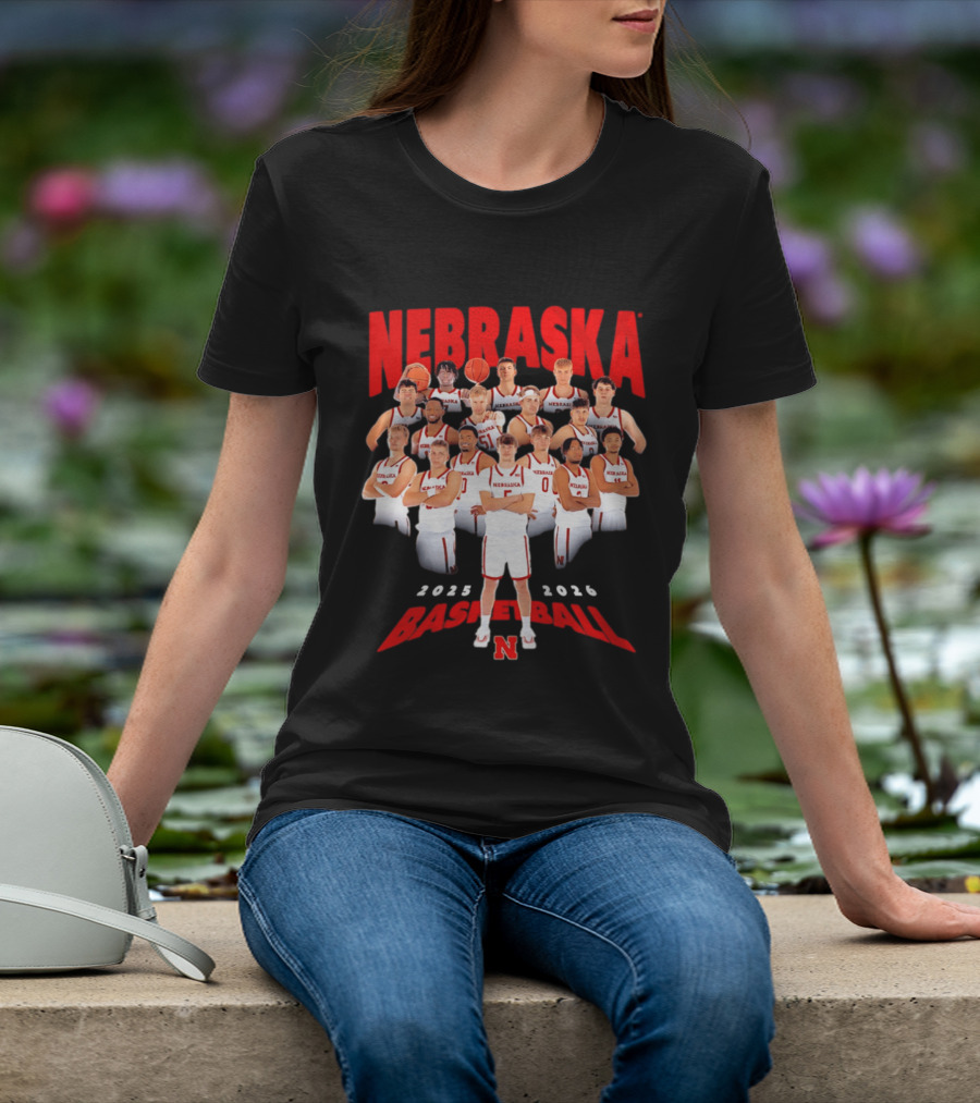 Nebraska 2025 2026 Basketball Team Collage T-Shirt