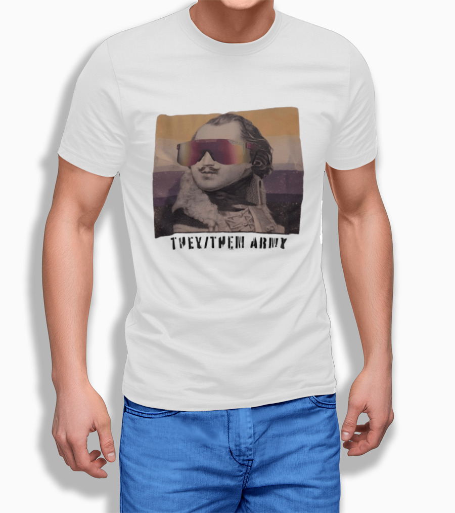They Them Army Historical Figure Portrait With Sunglasses T-Shirt