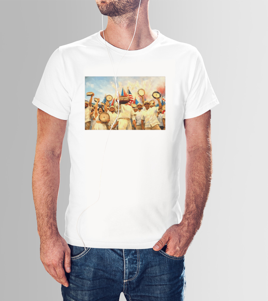 Together We Are America Tambourine Celebration With Flags And Diverse Group Unity T-Shirt