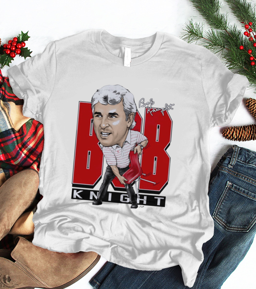 Bob Knight Chair Throw Caricature Signature Red Chair T-Shirt