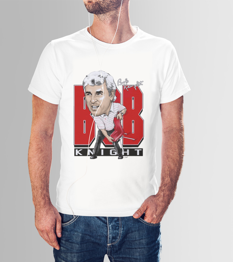 Bob Knight Chair Throw Caricature Signature Red Chair T-Shirt