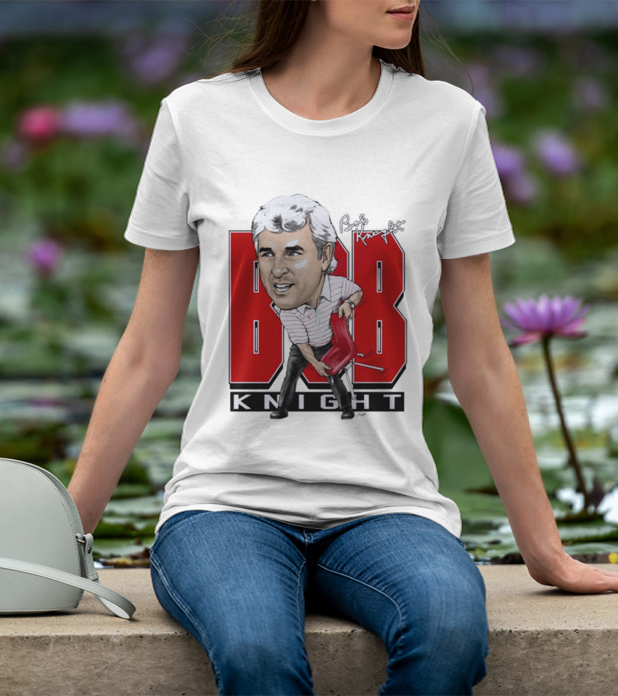 Bob Knight Chair Throw Caricature Signature Red Chair T-Shirt