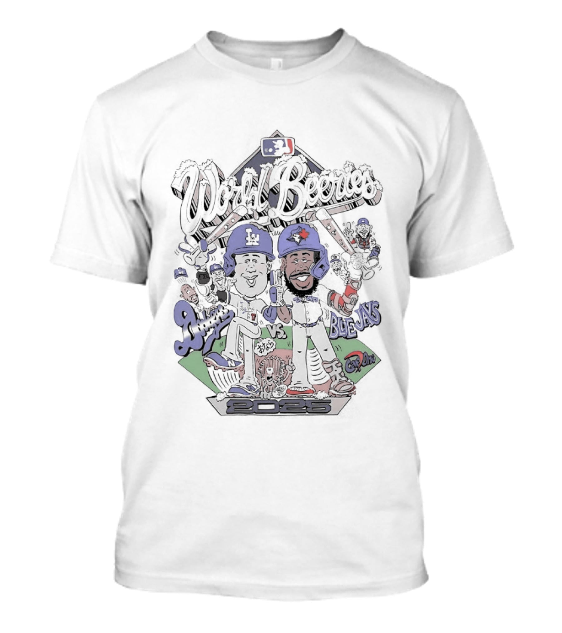World Beeries Los Angeles Dodgers Vs Toronto Blue Jays Caricature MLB Baseball T-Shirt
