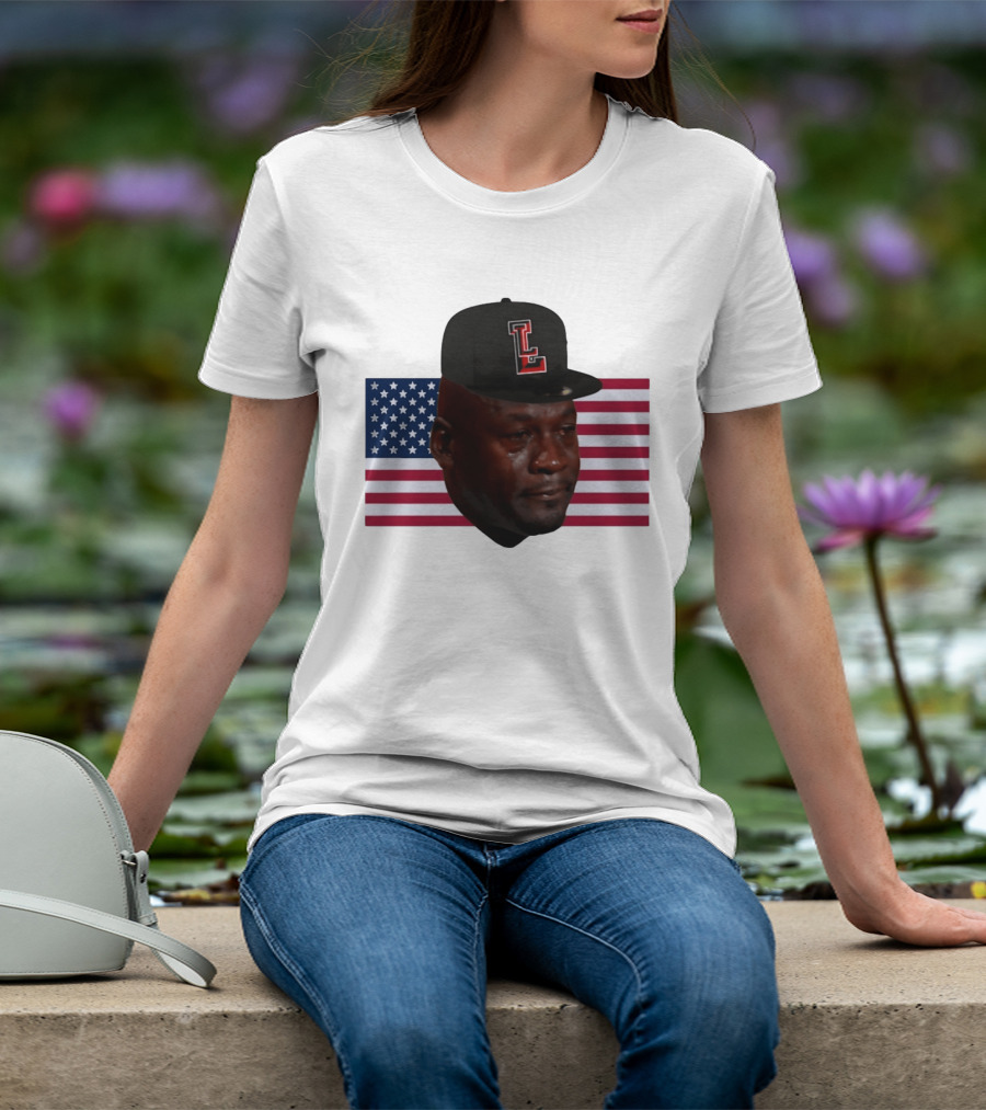 Crying Jordan Texas Tech Red Raiders USA Flag Iconic Meme Cap T-Shirt