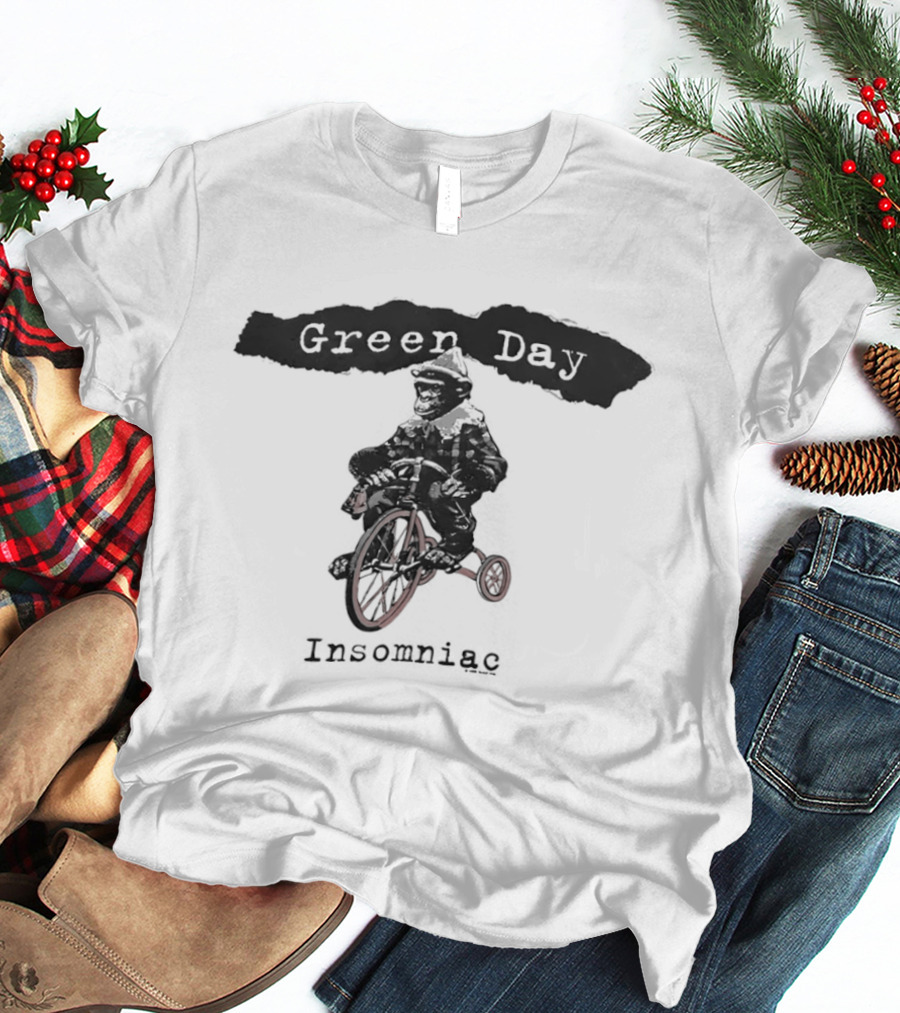 Green Day Insomniac Monkey Riding Bicycle T-Shirt