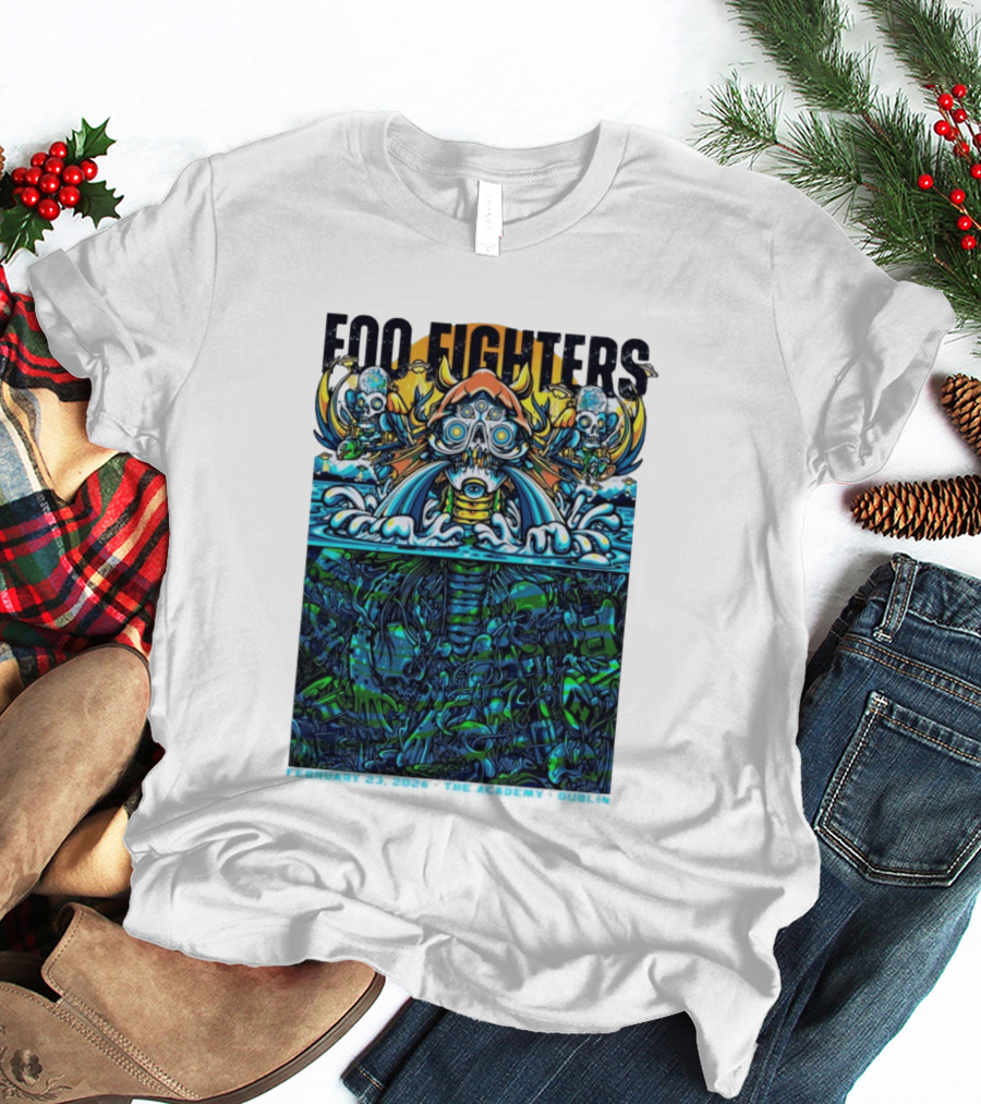 Foo Fighters Dublin 2026 Concert February 23 The Academy Venue Underwater Skeleton T-Shirt
