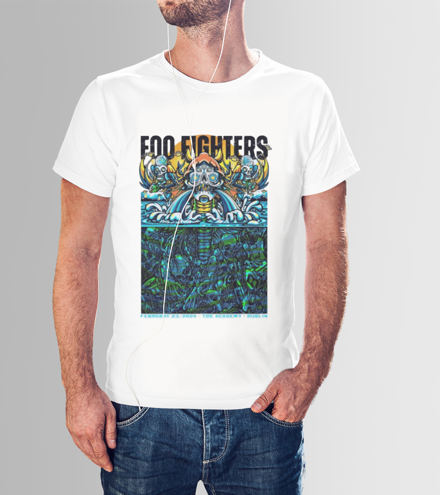 Foo Fighters Dublin 2026 Concert February 23 The Academy Venue Underwater Skeleton T-Shirt