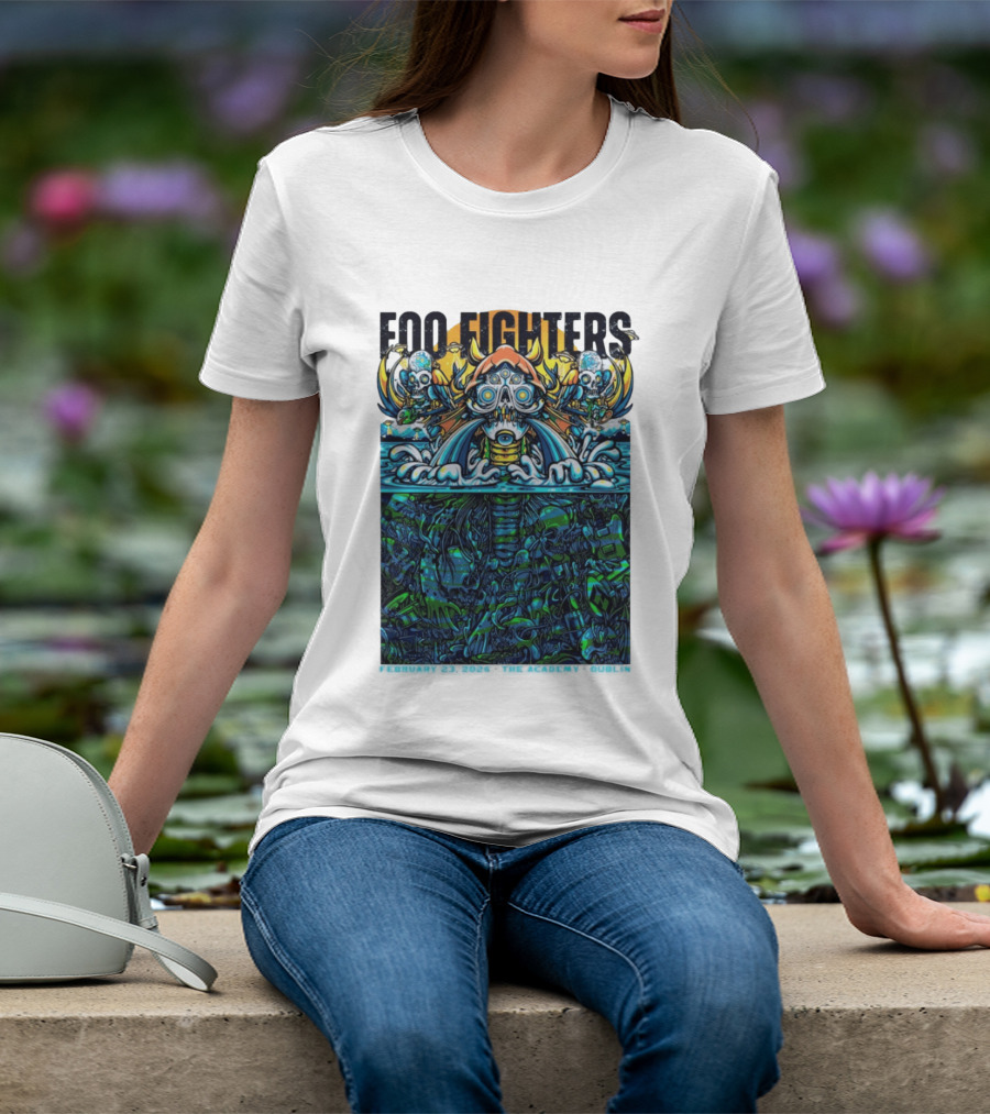 Foo Fighters Dublin 2026 Concert February 23 The Academy Venue Underwater Skeleton T-Shirt