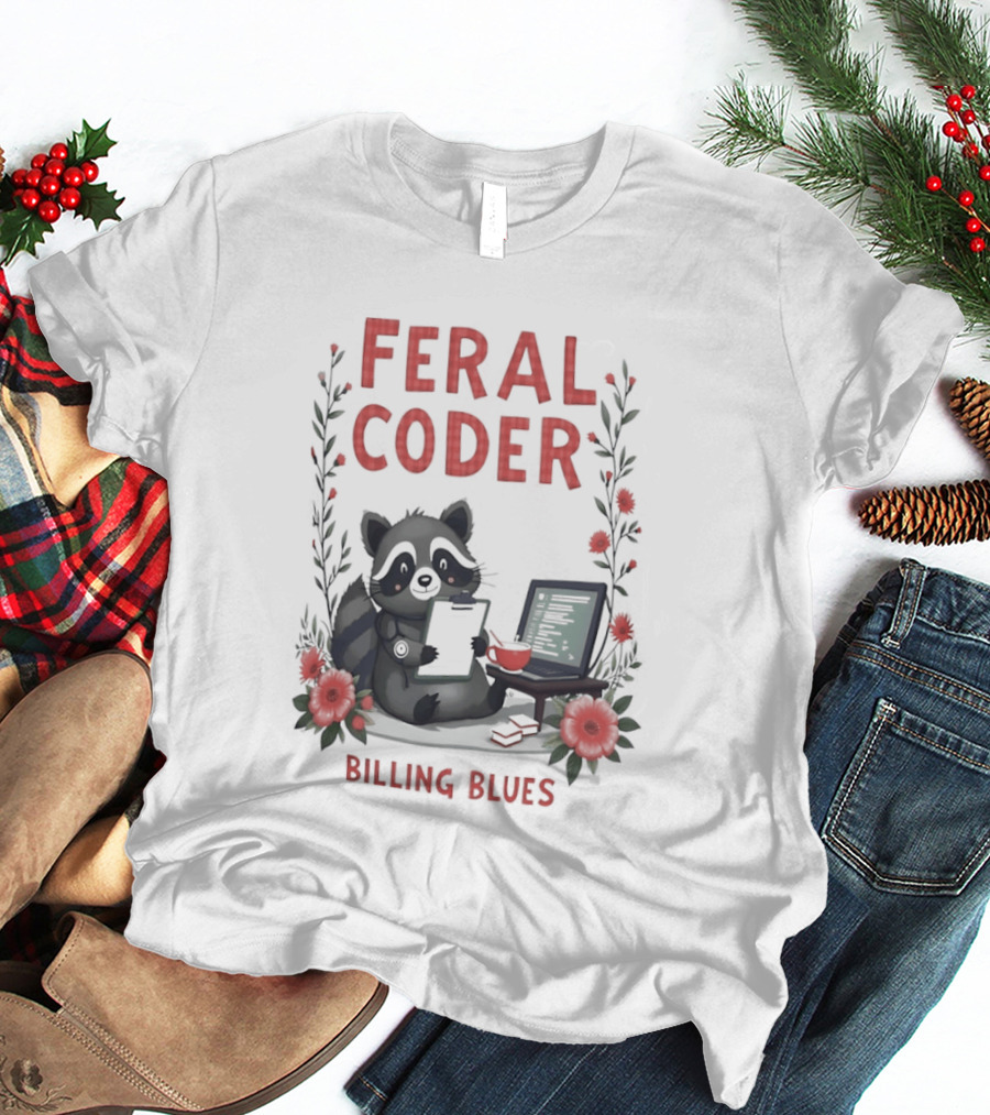 Feral Coder Raccoon Billing Blues T-Shirt