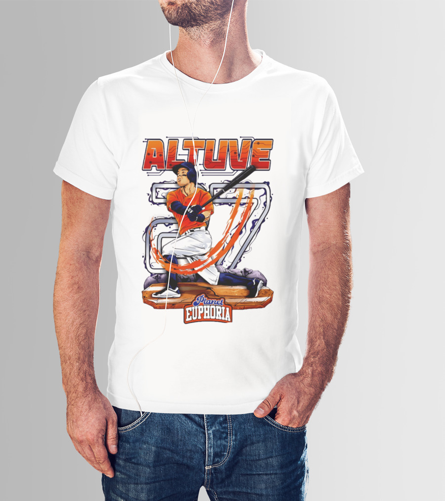 Altuve 27 Planet Euphoria Houston Astros Hand Drawn T-Shirt