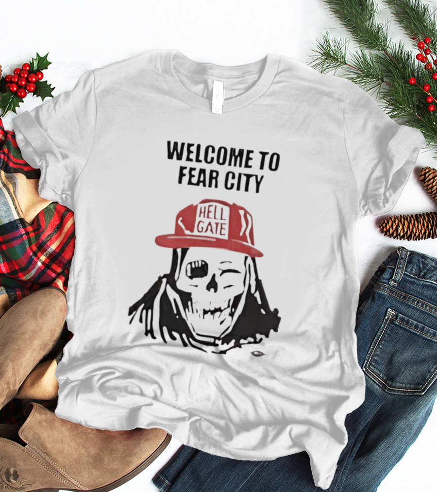 Welcome To Fear City Skull Hell Gate Cap T-Shirt