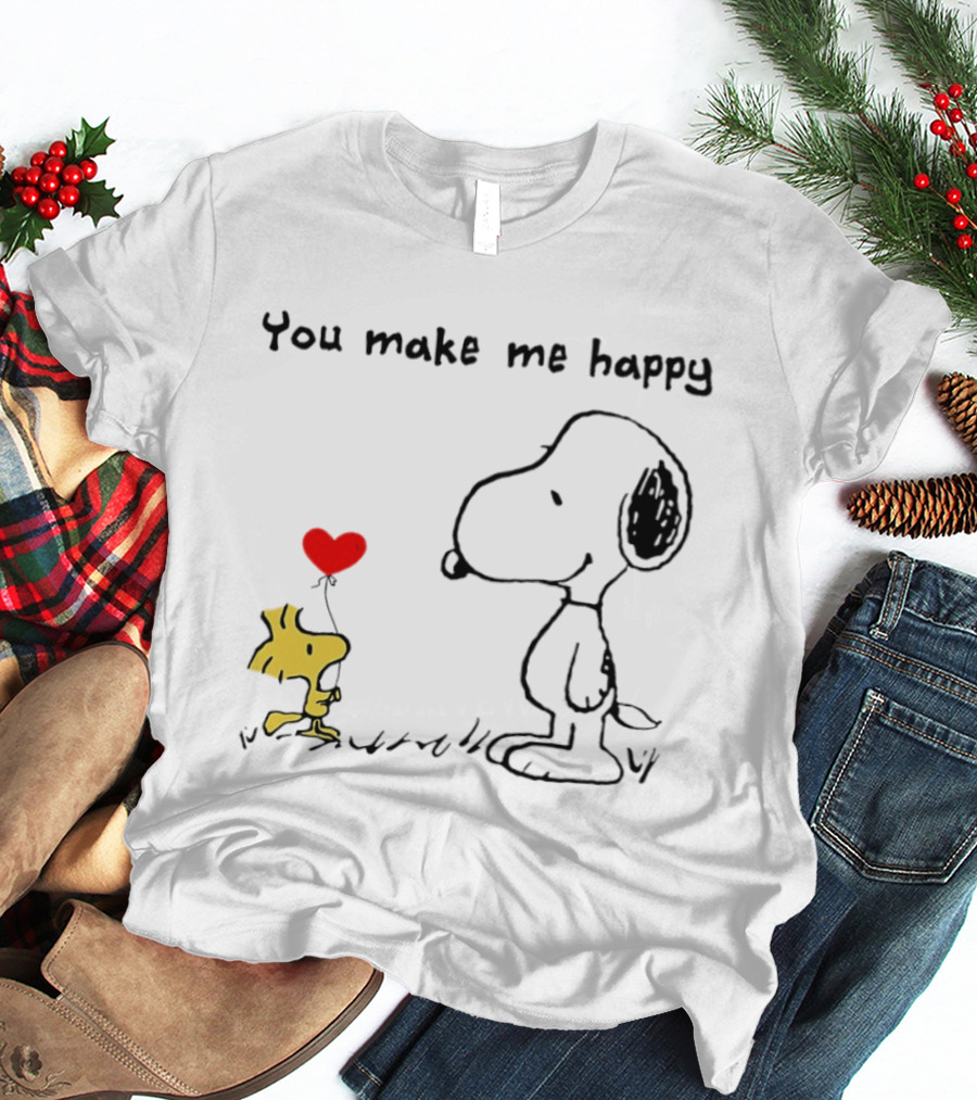Snoopy Woodstock You Make Me Happy Heart Balloon T-Shirt