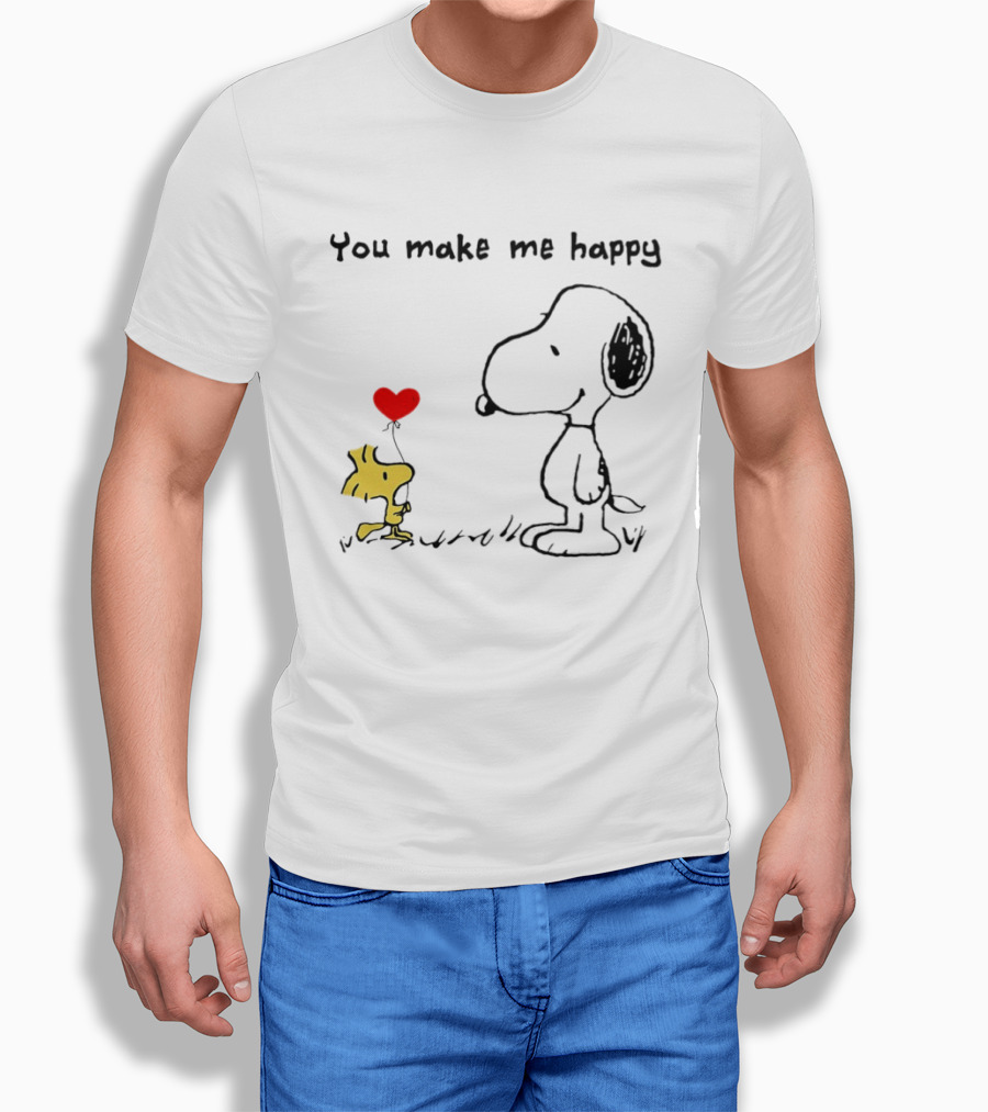 Snoopy Woodstock You Make Me Happy Heart Balloon T-Shirt