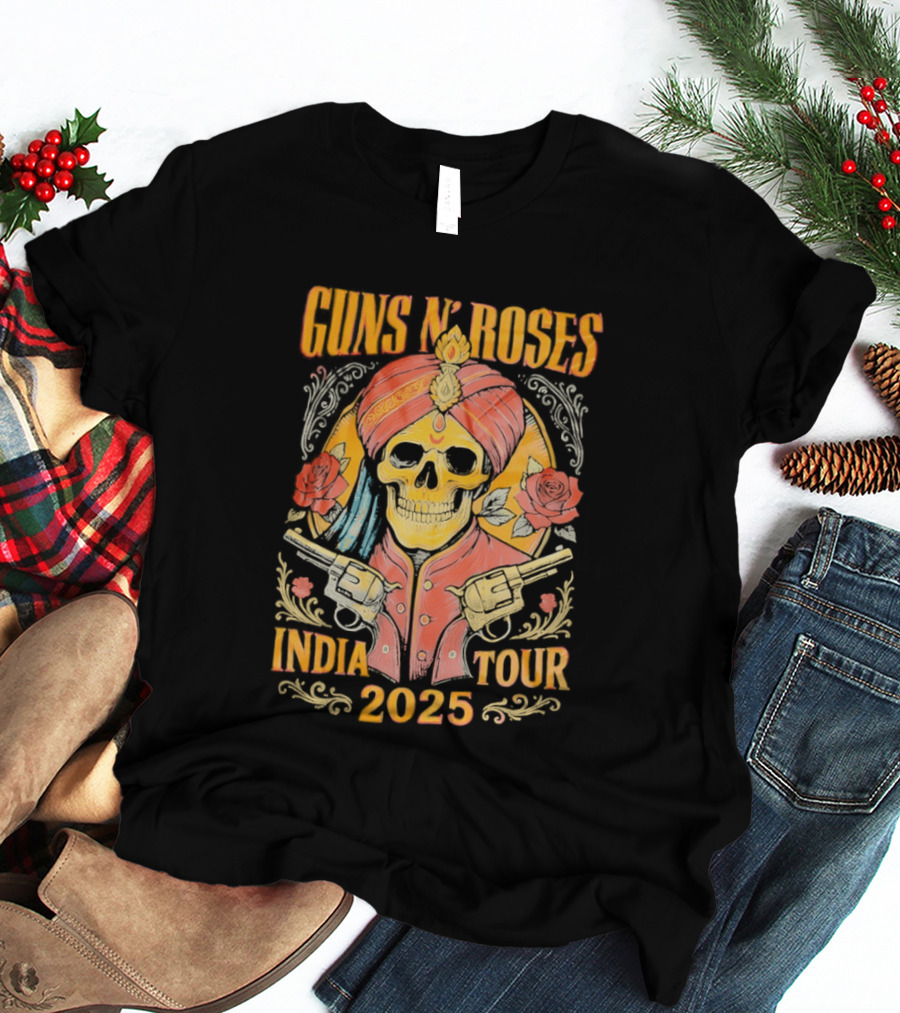Guns N Roses Skeleton India Tour 2025 T-Shirt