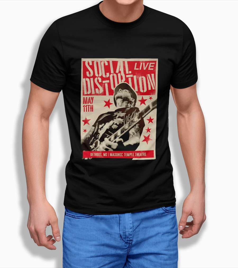 Social Distortion Live May 11th Detroit MI Masonic Temple Theatre T-Shirt