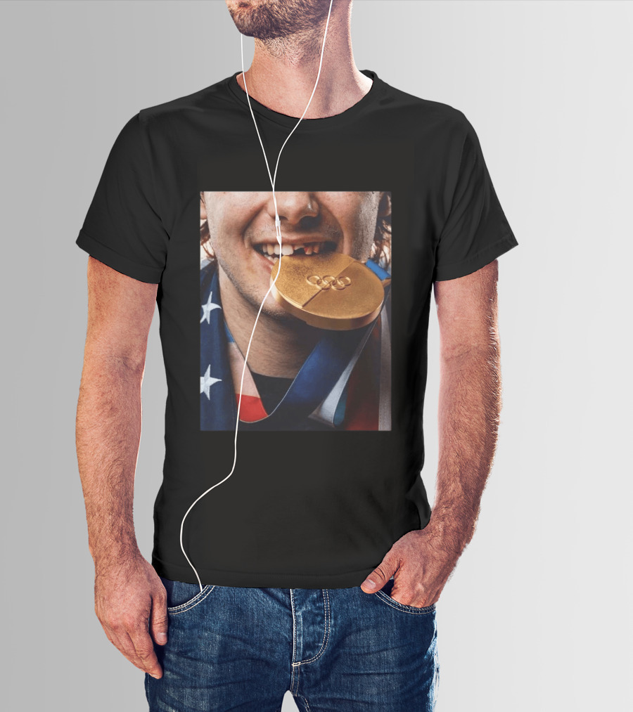 Jack Hughes Olympic Triumph 2026 USA Hockey Shattered Smile Golden Medal T-Shirt