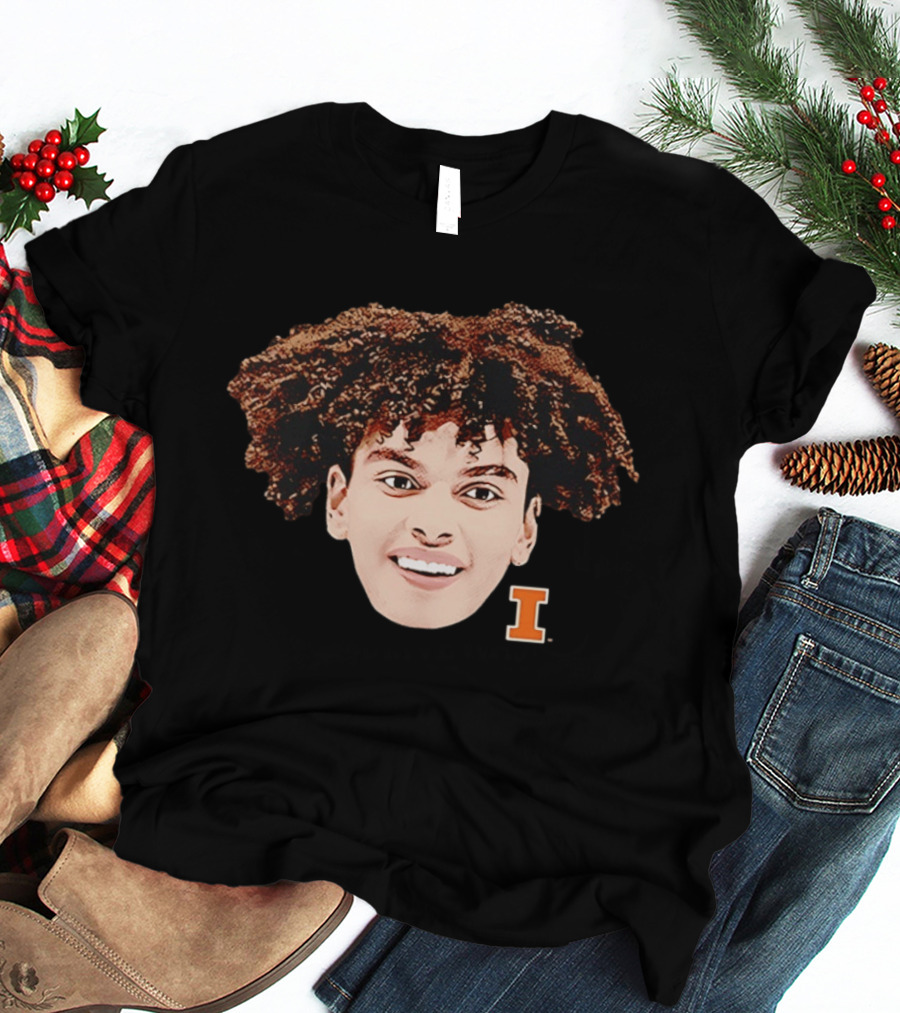 Keaton Wagler Big Face Illinois Fighting Illini Basketball Fan T-Shirt