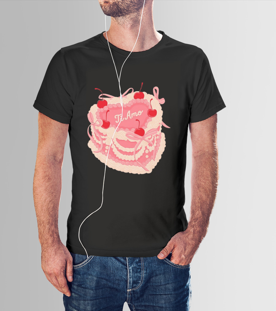 Ti Amo Heart Cake With Cherries And Bows T-Shirt
