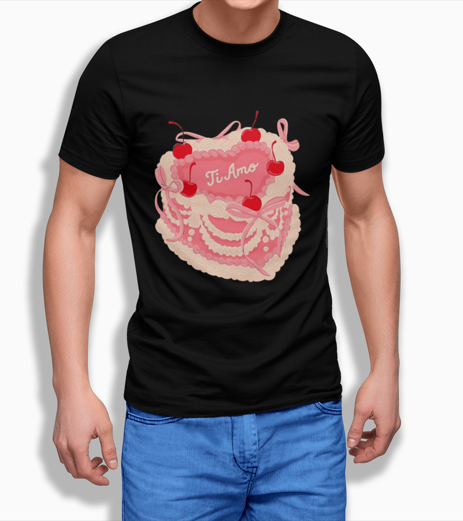 Ti Amo Heart Cake With Cherries And Bows T-Shirt