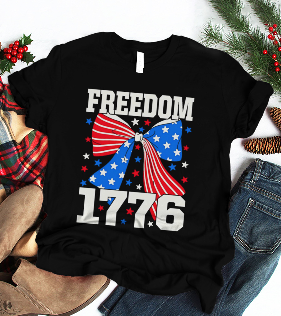 Freedom 1776 Patriotic Bow American Stars And Stripes T-Shirt