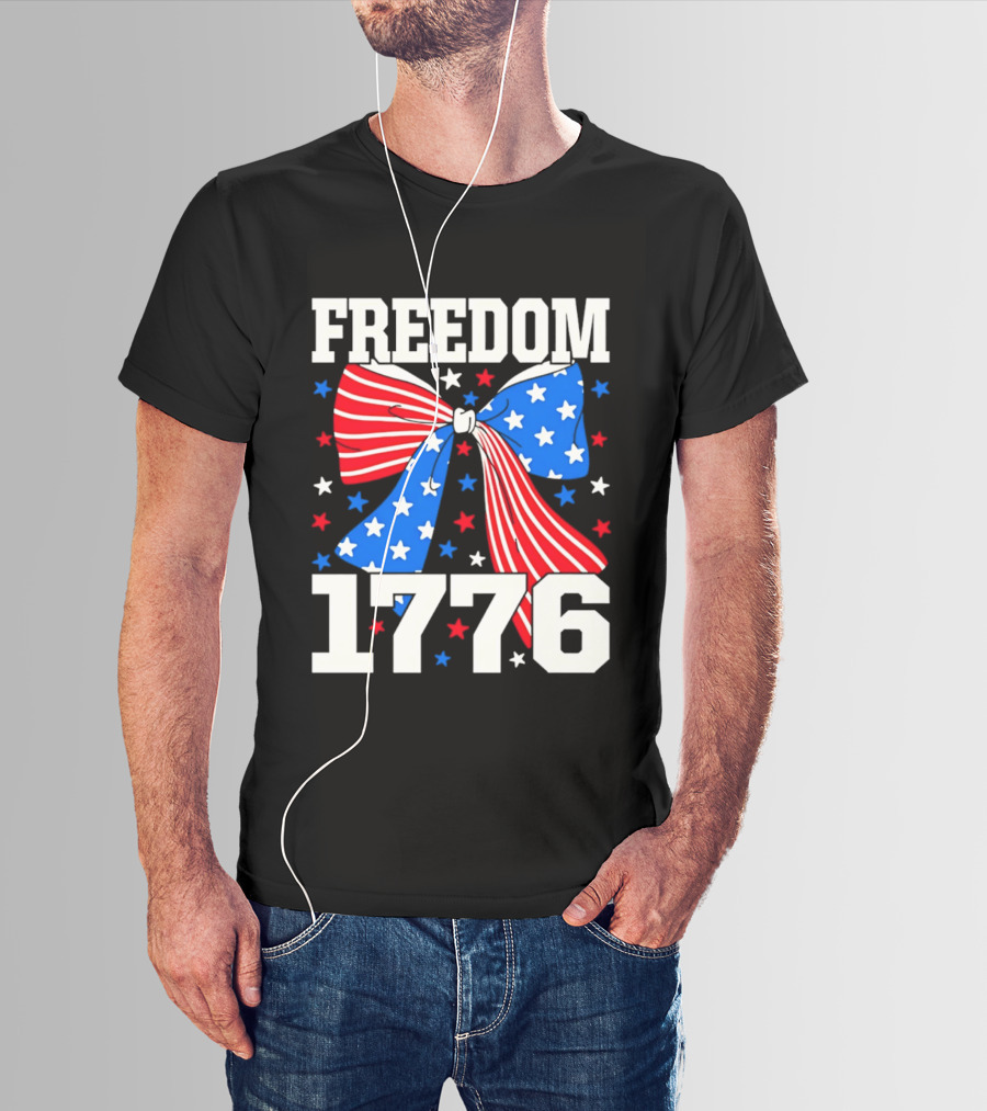 Freedom 1776 Patriotic Bow American Stars And Stripes T-Shirt