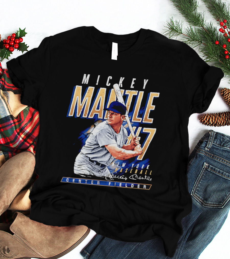 Mickey Mantle 7 New York Baseball Center Fielder T-Shirt